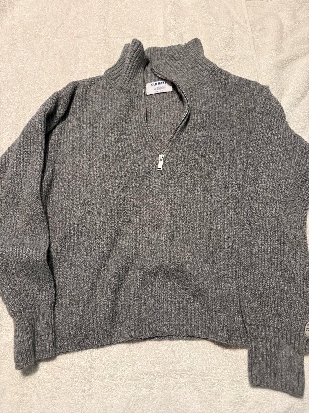 Old Navy Gray Ribbed Half-Zip Mockneck Sweater